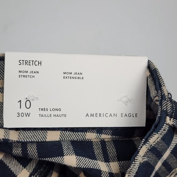 American Eagle Jeans Womens 10 XLong Multi Plaid Mom Stretch Denim NWT - Picture 11 of 12